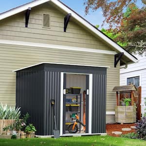 9 ft. W x 4 ft. D Outdoor Metal Shed with Double Door, Vents, Utility Garden Shed for Backyard, Dark Gray (36 sq. ft.)