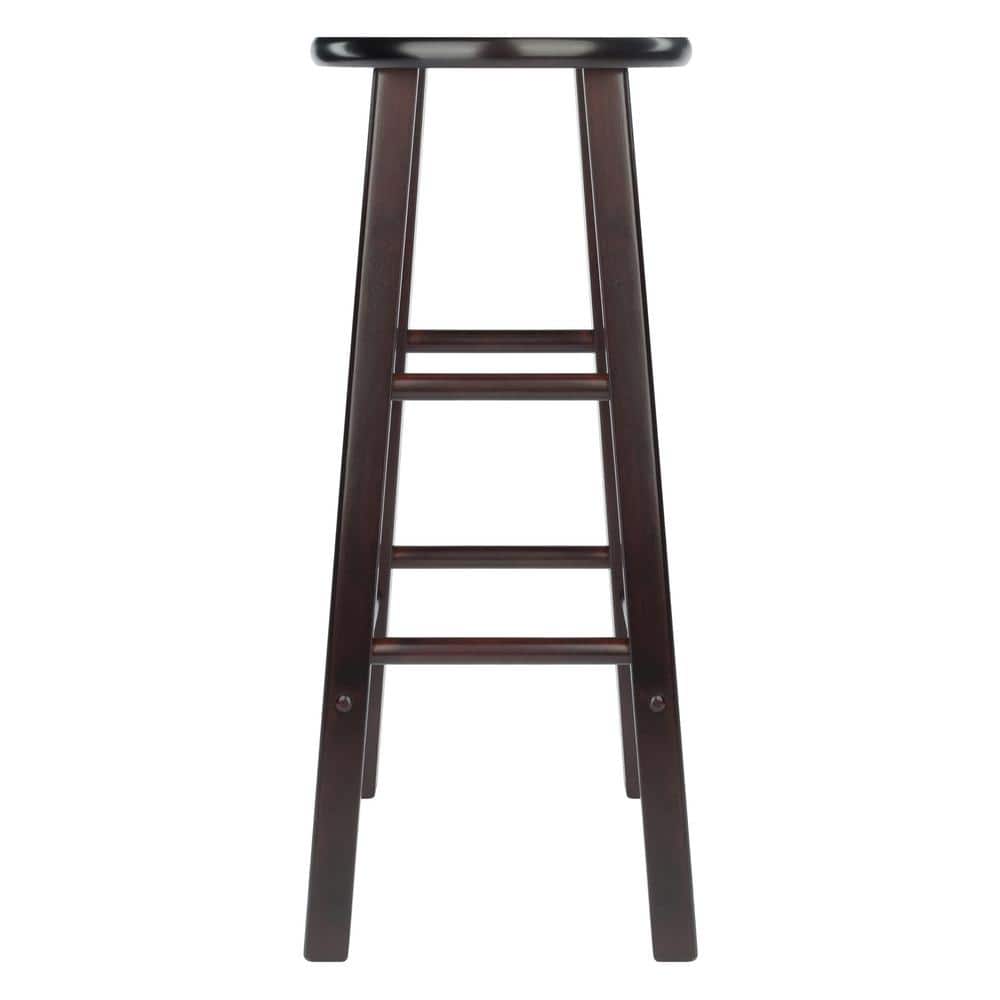 Espresso Industrial Solid Wood Bar Stools Set of 2