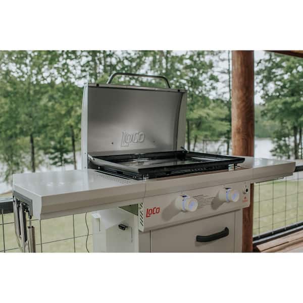 LOCO 2023050165 26 in 2-Burner Propane Griddle in Chalk Finish with Enclosed Cart and Hood - 2
