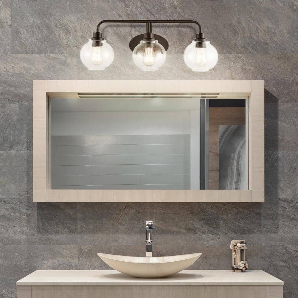 Sandrine 26.25" Oil-Rubbed Bronze and Clear Glass Vanity Light