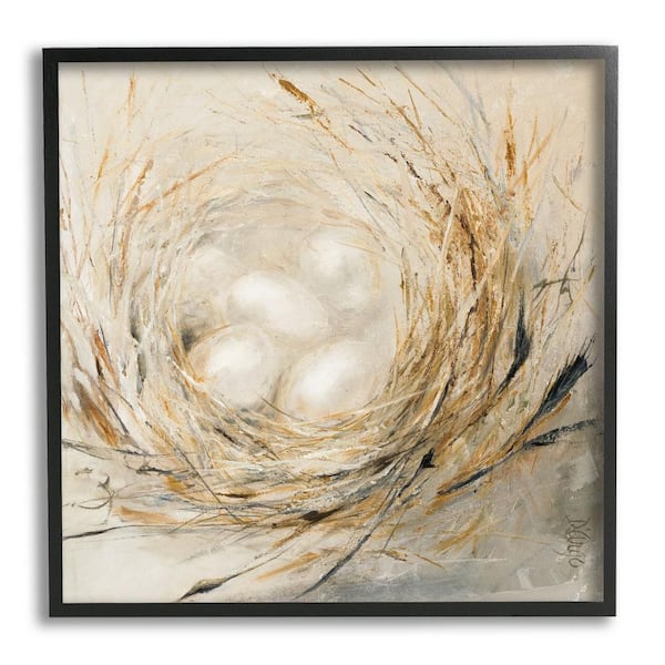 The Stupell Home Decor Collection Abstract Baby Bird Egg Nest Countryside Animals by Third and Wall Framed Animal Art Print 24 in. x 24 in.