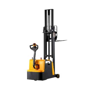 1100 lbs. Counterbalanced Electric Stacker Powered forklift Truck 118 in. Lifting with Adjustable Forged Forks