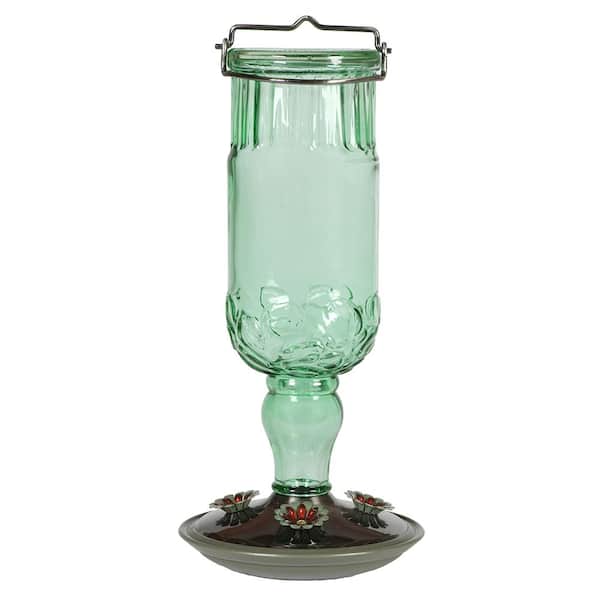 Perky-Pet Green Antique Bottle Decorative Glass Hummingbird Feeder - 24 oz. Capacity