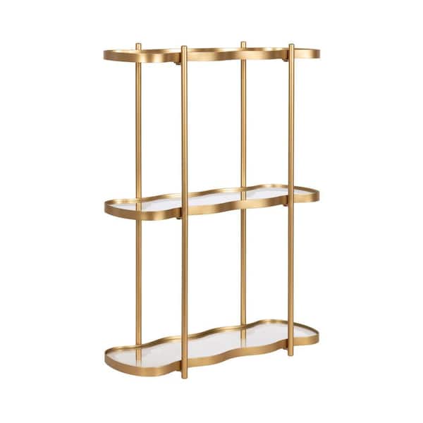 Curventi 28 in. W x 7 in. D Gold Metal Decorative Wall Shelf