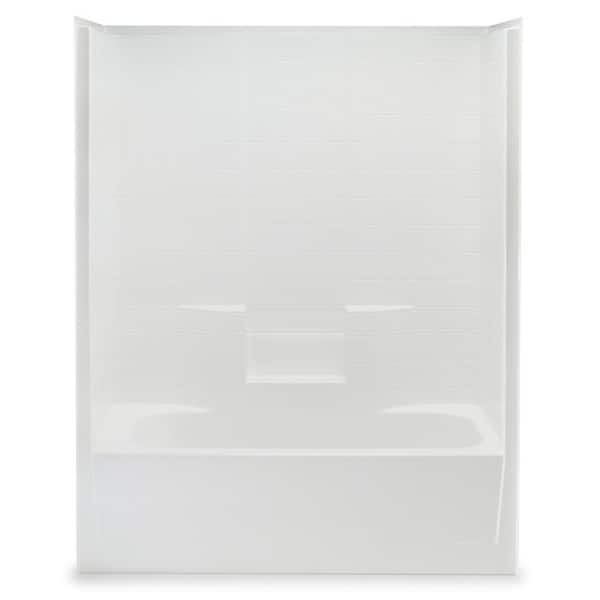 Everyday 60 in. x 32 in. x 76 in. 1-Piece Bath and Shower Kit with Right Drain in White