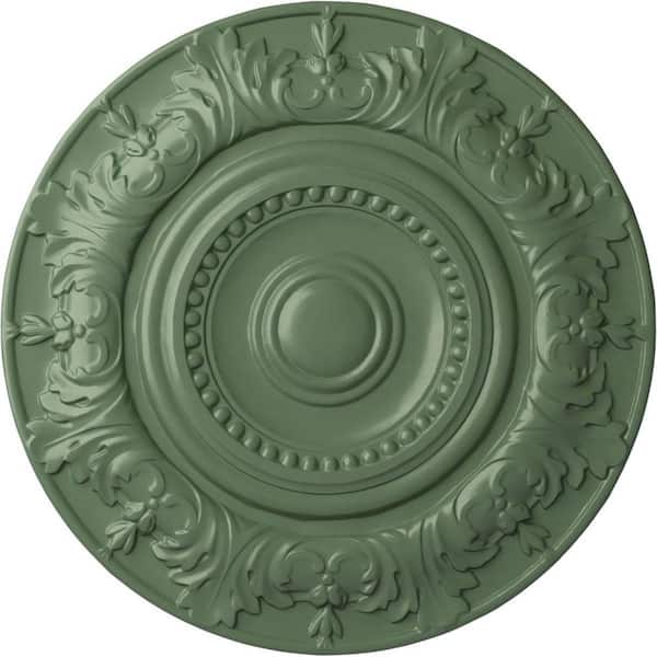 Ekena Millwork 20-7/8" x 1-1/4" Biddix Urethane Ceiling (Fits Canopies upto 7-1/2"), Hand-Painted Athenian Green