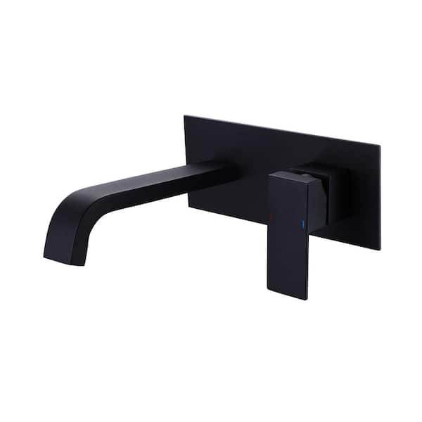 Unbranded Single-Handle Wall Mount Bathroom Faucet in Matte Black