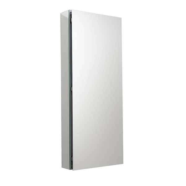 Fresca Senza 15 in. W x 36 in. H Rectangular Anodized Aluminum Medicine Cabinet with Mirror - Recessed or Surface-Mount