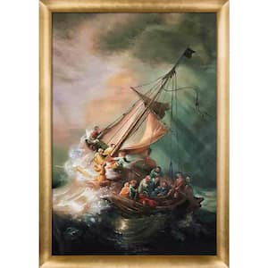The Storm on the Sea of Galilee by Rembrandt Gold Luminoso Framed Oil Painting Art Print 27 in. x 39 in.