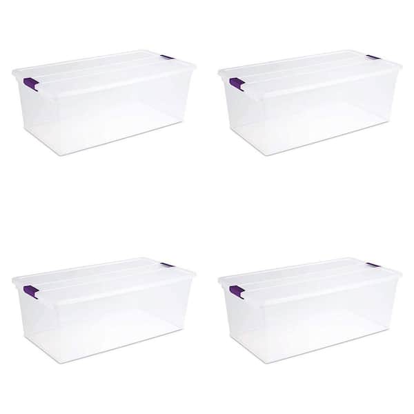 Sterilite 110-Qt. Clear Storage Box w/Secure Latching Lid, (4 Pack)