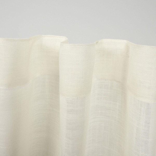 Bella Ivory Solid Sheer Hidden Tab / Rod Pocket Curtain, 54 in. W x 84 in. L (Set of 2)