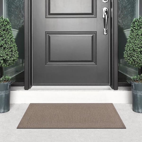 Premier Rib 24 in. x 36 in. Chevron Taupe Indoor/Outdoor Mat