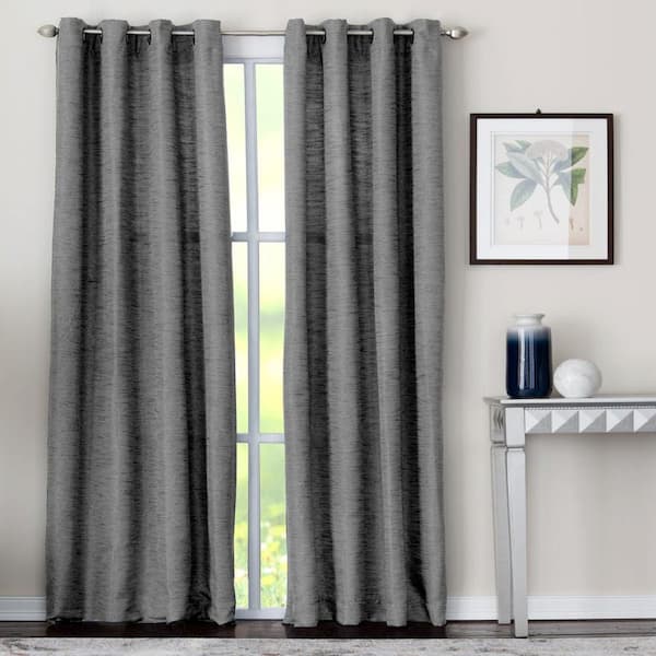 Natco Yasmine 50 in. W x 95 in. L Polyester Room Darkening Window Panel in Grey