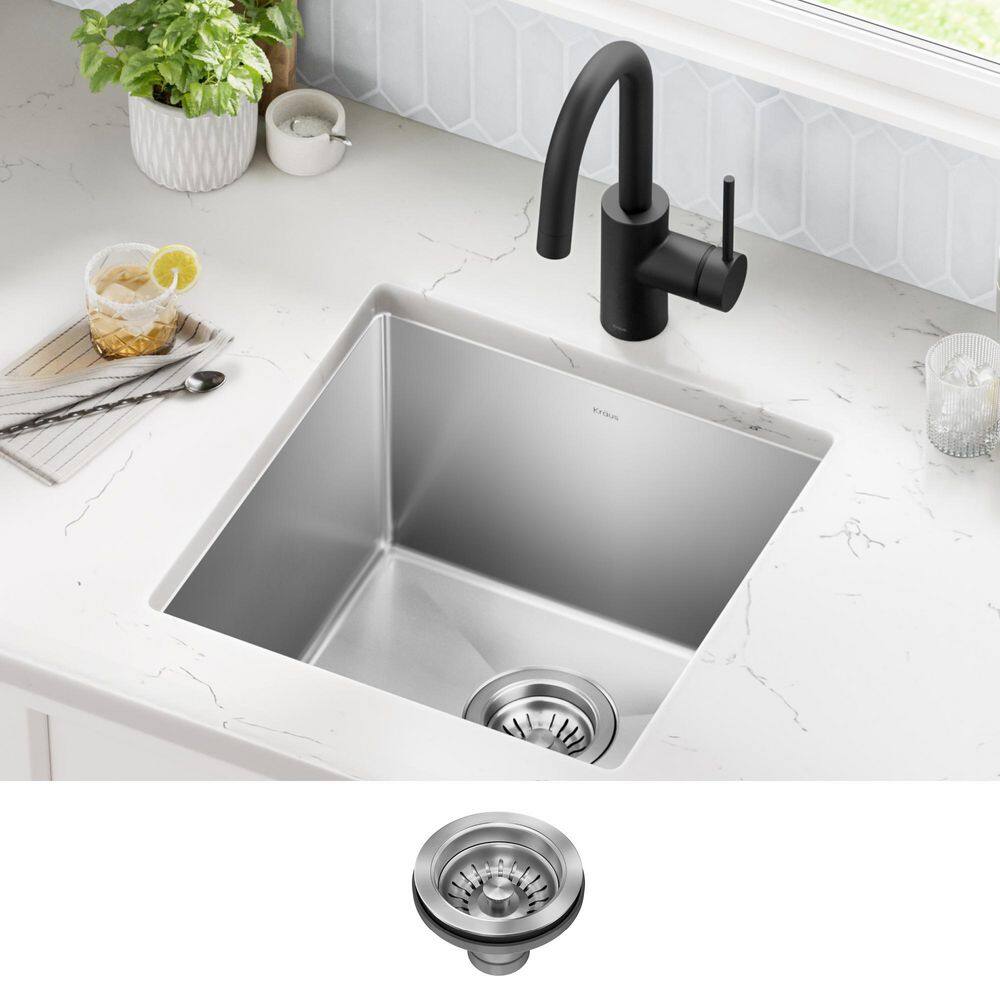 KRAUS Standart PRO 17-inch 16 Gauge Undermount Single Bowl Stainless Steel Kitchen Bar Sink - Thumbnail 4