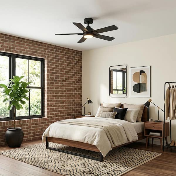 Vladimir 42 in. Integrated LED Indoor Black Ceiling Fan with Light and Remote Control Included