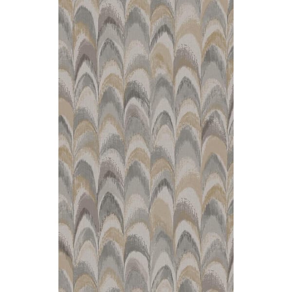 Walls Republic Grey Peacock Feather Inspired Geometric Wallpaper Non-Woven Material Non-Pasted Covered 57 sq. ft. Double Roll