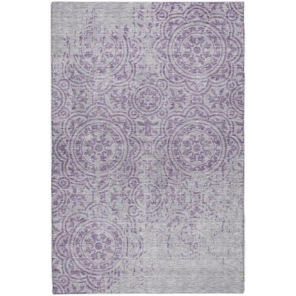 Dream Shag Premium Machine Washable Abstract ADS758 Lavender 5 ft. x 7 ft. 6 in. Area Rug