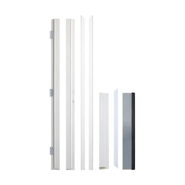 36 in. x 80 in. 9-Lite Flush Left-Hand/Inswing Clear Glass White Fiberglass Prehung Front Door with Threshold, Hinges