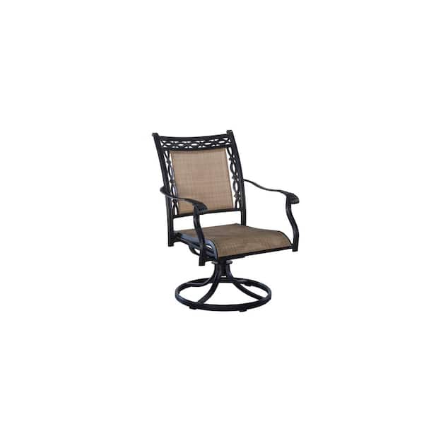 Durable Bronze Metal Swivel Cast Aluminum Outdoor Dining Chair Padded Sling Chairs (6-Pack)