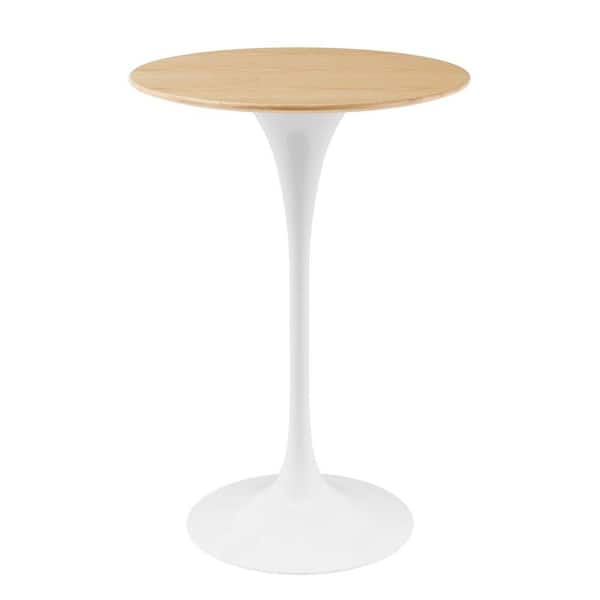Lippa 28 in. White Natural Metal Bar Table