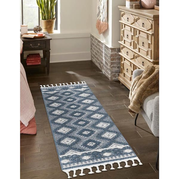 Boho Gigi Blue 2 ft. 7 in. x 12 ft. Area Rug