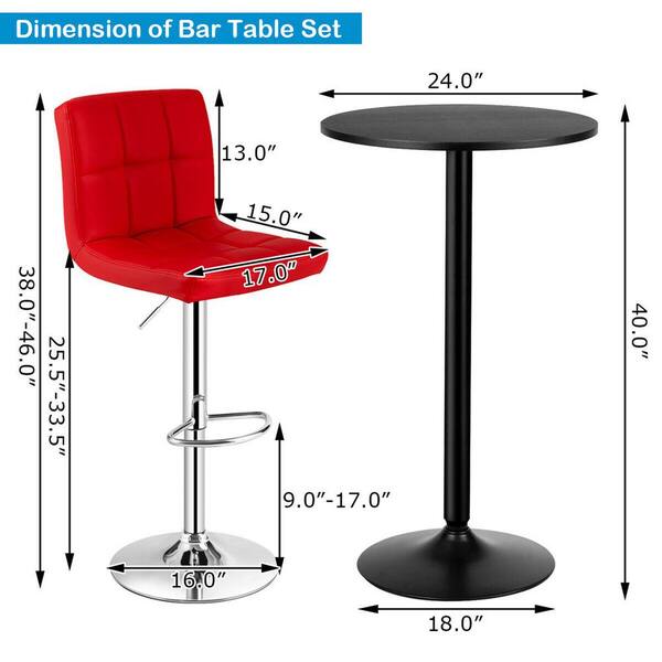 Adjustable Bar Stools Red Pub Table Set, Red Pub Table And Stools