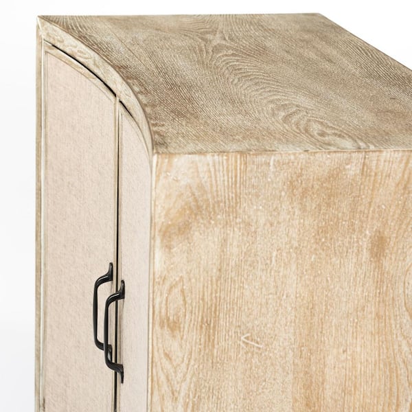 Bellefontaine Natural Fir Veneer w/2 Fabric Door Accent Cabinet
