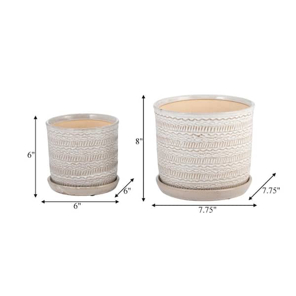 Sagebrook Home 6 in. and 8 in. Beige Ceramic Tribal Sagebrook Home 6 in. and 8 in. Beige Ceramic Tribal