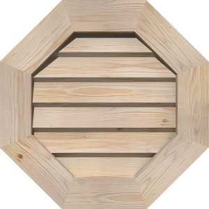 23 in. x 23 in. Octagon Unfinished Smooth Pine Wood Paintable Gable Louver Vent