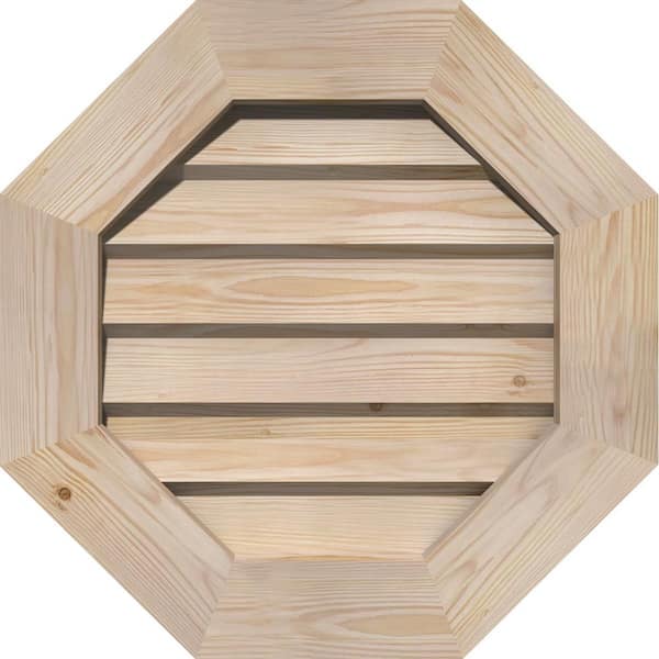 Ekena Millwork 23 in. x 23 in. Octagon Unfinished Smooth Pine Wood Paintable Gable Louver Vent