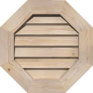 27" x 27" Octagon Unfinished Smooth Pine Wood Paintable Gable Louver Vent Non-Functional