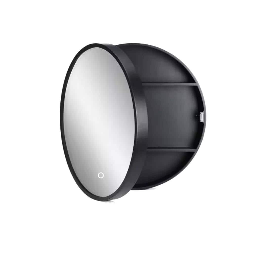 24 in. W x 24 in. H Black Round Aluminium Framed LED Wall Mount/Recessed Ba