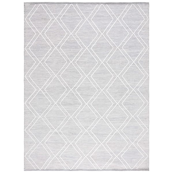 SAFAVIEH Kilim Grey/Ivory 8 ft. x 10 ft. High-Low Trellis Geometric Area Rug