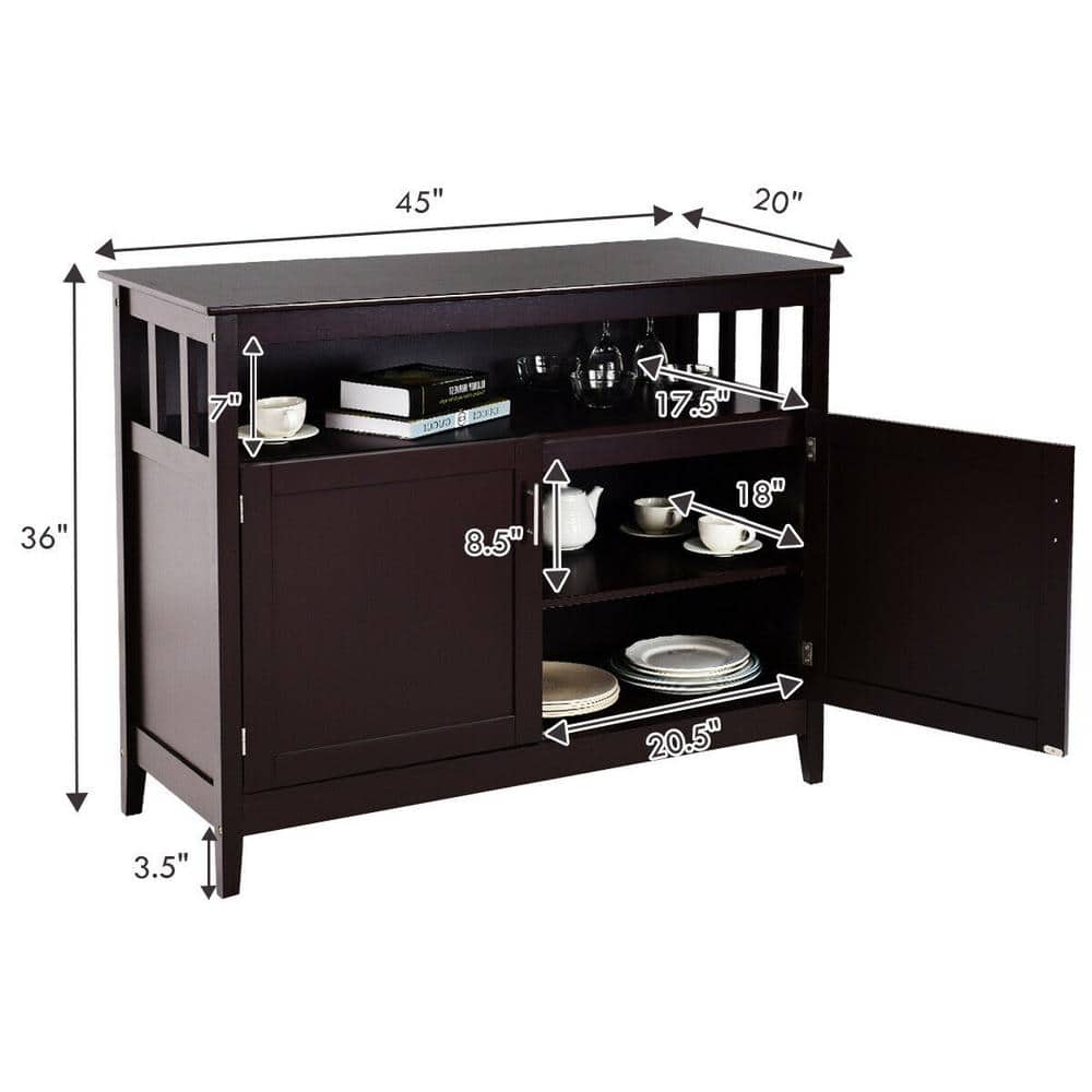Brown 48" Modern Wood Kitchen Storage Sideboard