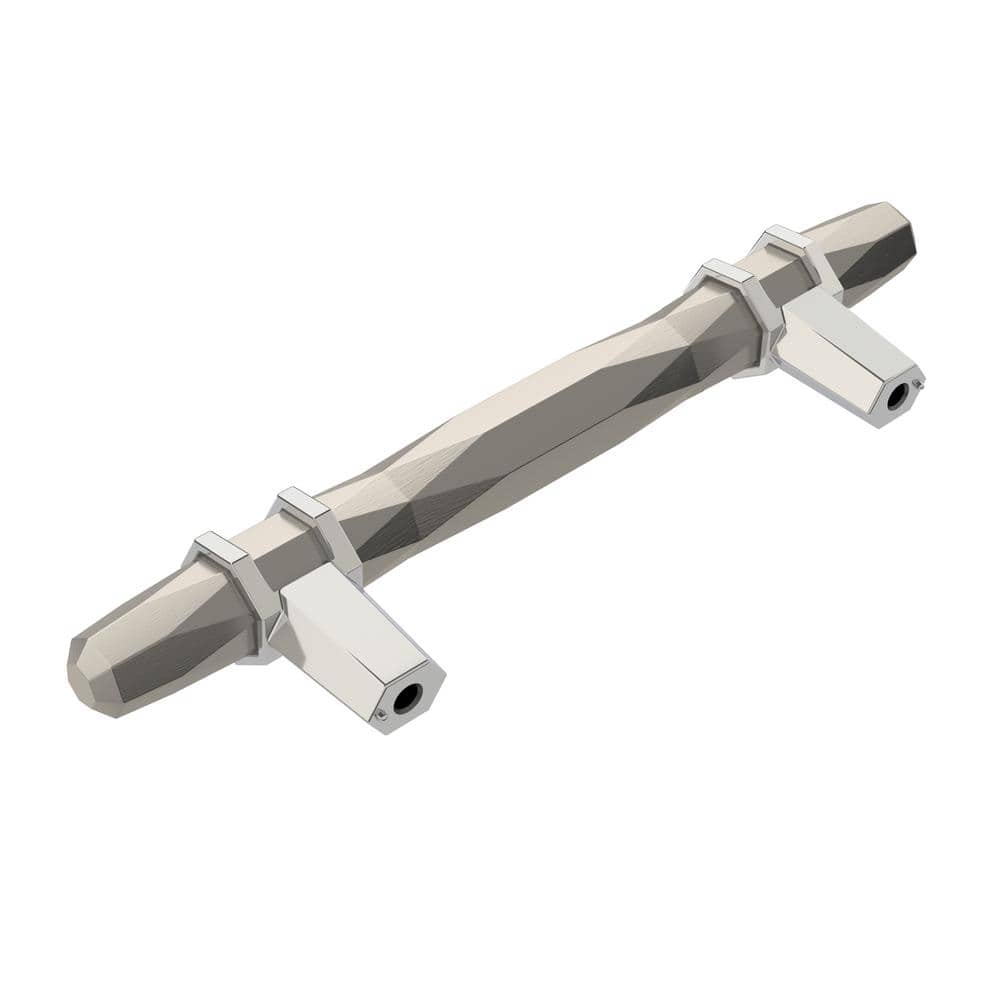 Amerock London 3-3/4 inch (96mm) Center-to-Center Satin Nickel/Polished Chrome Cabinet Pull