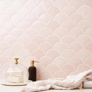 Beta Rose 2.44 in. x 5 in. Scallop Polished Ceramic Wall Tile (4.06 sq. ft./Case)