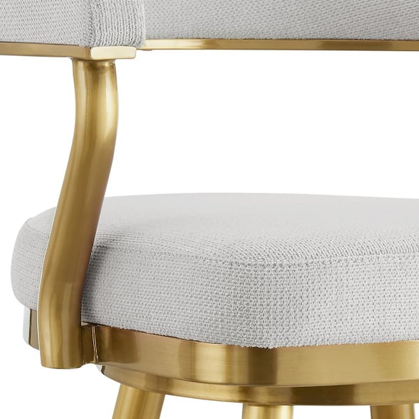 Armen Living Justin 30 in. Silver Metal Bar Stool with Fabric Seat
