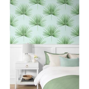 40.5 sq. ft. Celeste and Jade Pacific Palm Vinyl Peel and Stick Wallpaper Roll