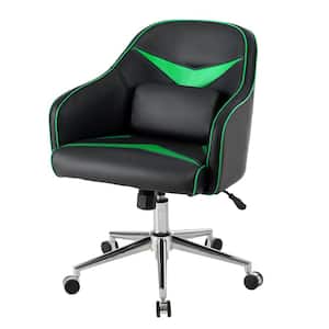 Green Adjustable Height Swivel Office Executive Chair Task Desk with Massage Lumbar Support