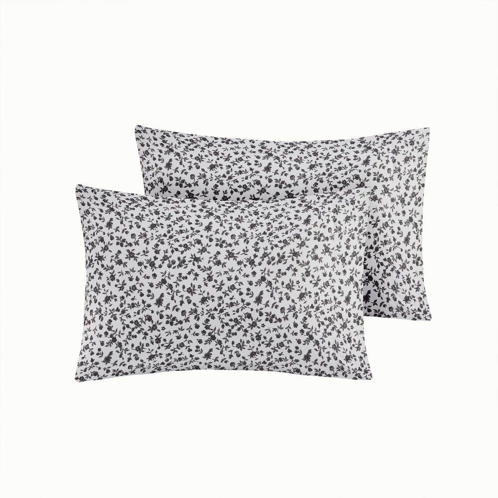 Twin Black Floral Microfiber Sheet Set