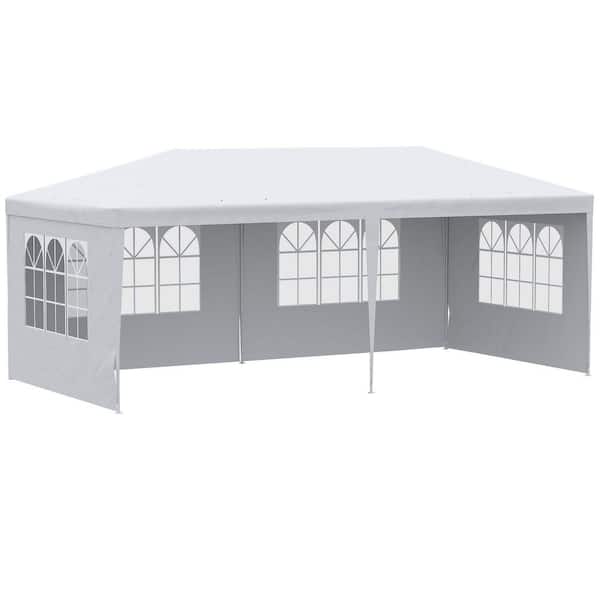 10 ft. x 20 ft. White Canopy Tent with Removable Sidewalls Outdoor PE Fabric Shelter Party Gazebo Heavy Duty Pavilion
