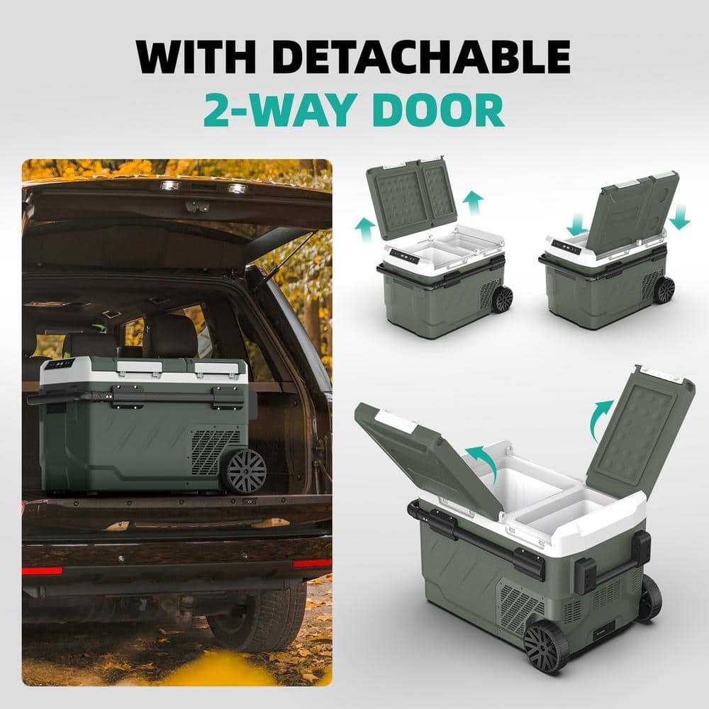 Alpicool 61 Quart Dual Zone Portable Car Refrigerator with Wheels