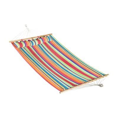 XiYoYo Hammock Colorful Rainbow Cotton Soft Supreme Comfort Fabric Woven Bed Two Sizes Optional with Two 157in Long Ropes Protable for Travel Camping Backyard Red/Black/Purple, 79x40in 