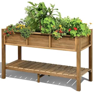 46.5 in. x 17.7 in. Brown Plastic Garden Raised Planter Box with Shelf
