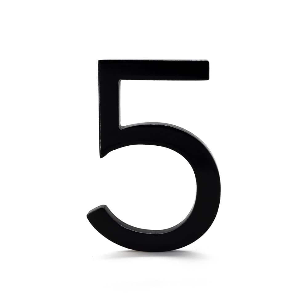 6 in. Black Aluminum Floating or Flat Modern House Number 5 product image for price tracking