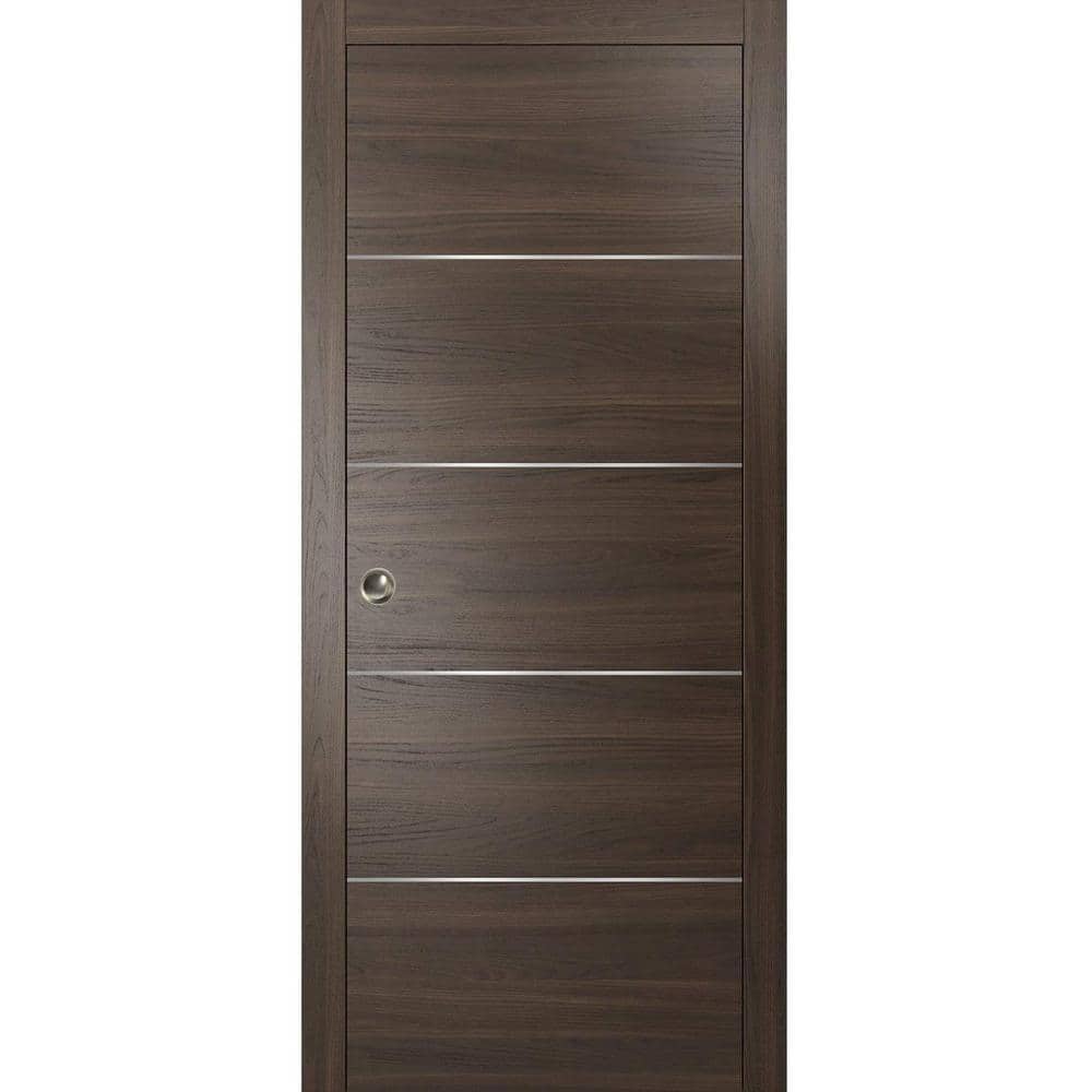 Assemble Required Planum 0020 36 in. x 84 in. Flush Chocolate Ash Finished WoodSliding Door with Single Pocket Hardware price history on PriceWatchPro
