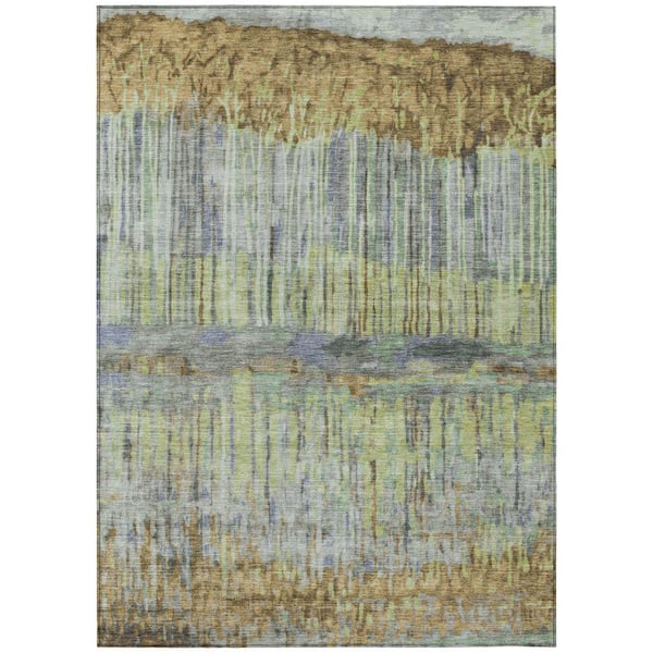 Chantille Machine Washable Indoor/Outdoor Abstract ACN2428 Khaki 8 ft. x 10 ft. Area Rug