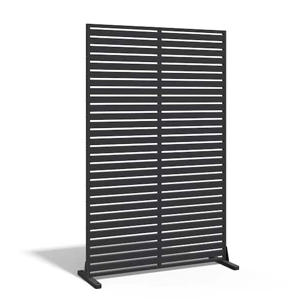 45.5 in. D x 72 in. H Black Plastic Freestanding Fence Panel Decorative Privacy Screen for Garden 6-Panels