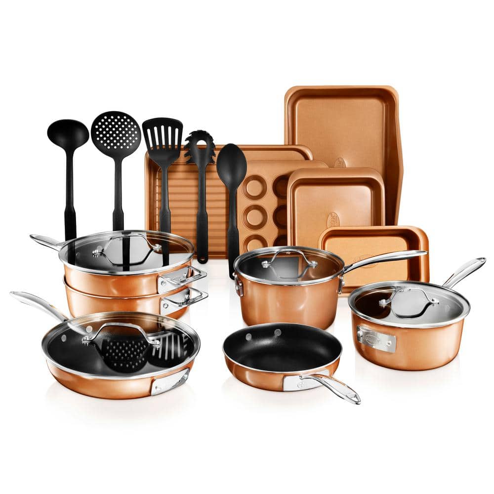 Gotham Steel Copper Cast Stackmaster Pots and Pans Set, 10 Piece Stackable  Cookware with Nonstick Cast Texture Coating, Includes Frying Basket, Fry  Pans, Saucepans, Stock Pots and More 