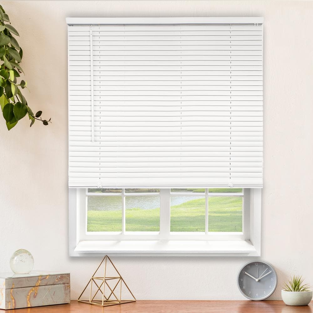 White Cordless Room Darkening Vinyl Mini Blind with 1 in. - 29 in. W x 48 in. L